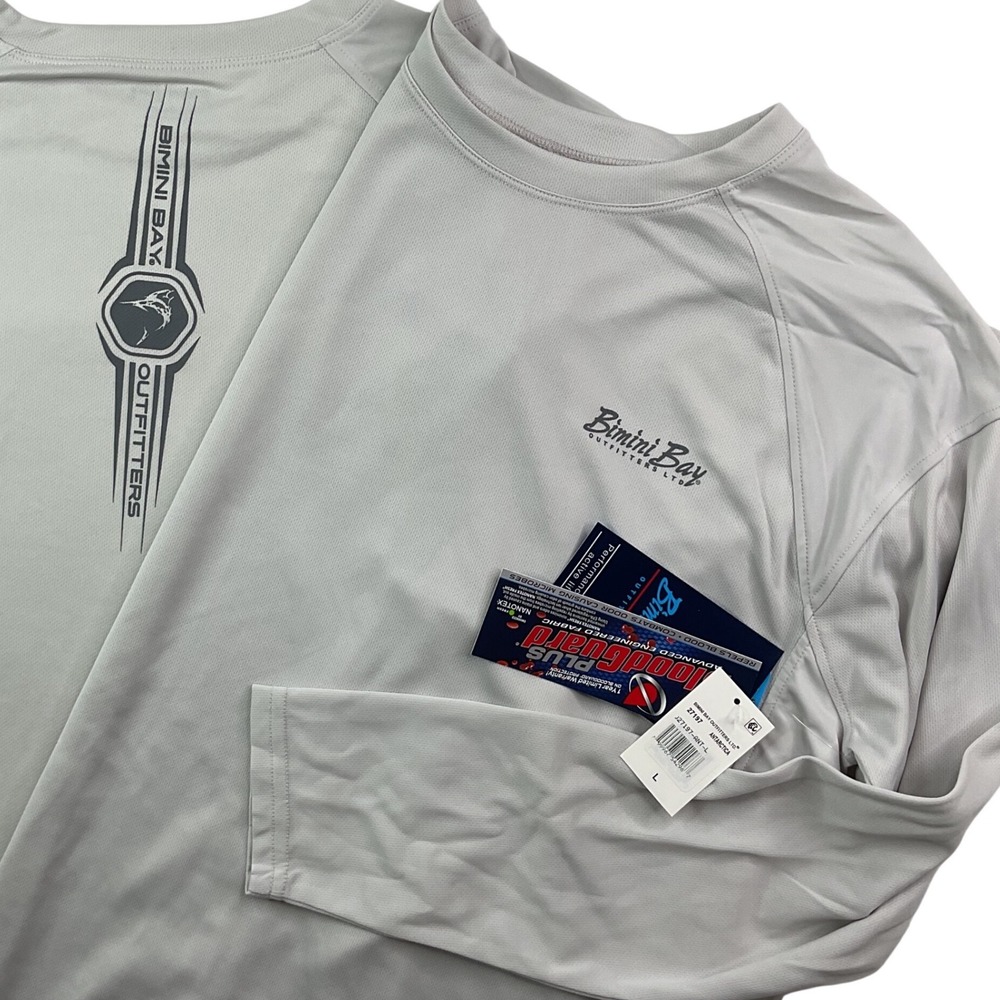 Bimini Bay Outfitters Fishing Shirt Mens L Long Sleeve UPF 50 BloodGuard Grey